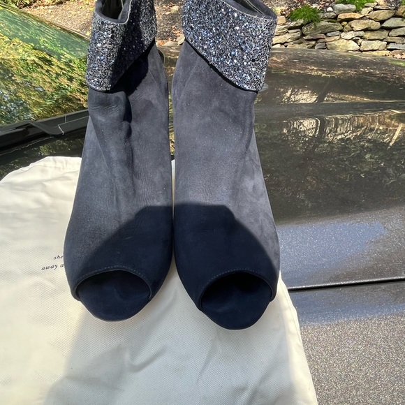Kate Spade Navy Suede Glitter Cuff Bootie - Picture 4 of 6